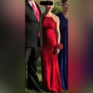Marisa Christina Red Lace Formal or Prom Dress